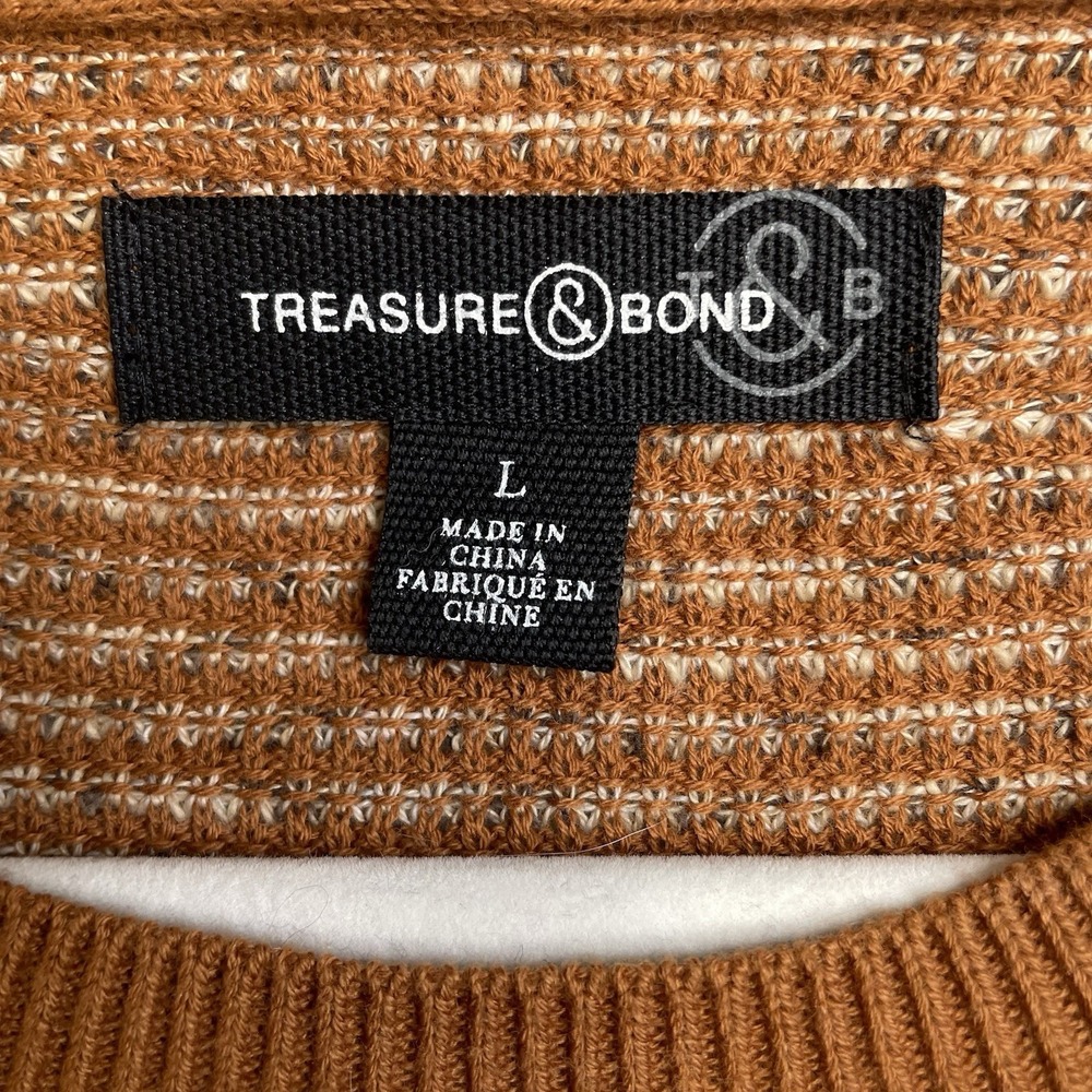 Treasure & Bond Nordstrom Size L Brown Mens Soft Crew Neck Sweater - Picture 9 of 15